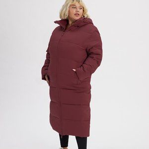 Wine Long Recycled Puffer